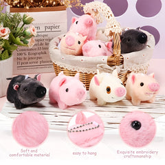 24pcs 4 inch Mini Pig Plush Toy Animal Party Gift Pig Keychain Backpack