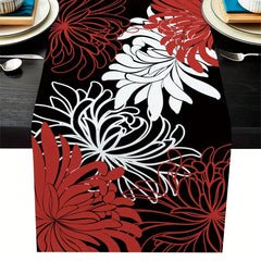 Abstract Floral Fabric Table Runner Red 33x182 cm