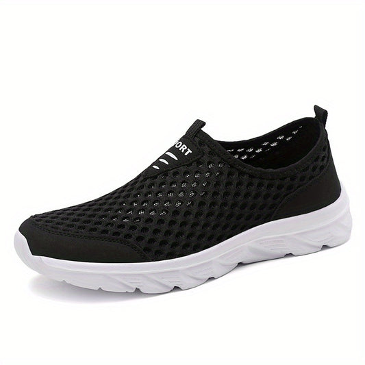 Men's Slip On Sneakers Breathable Hollow Outdoor Walking Shoes