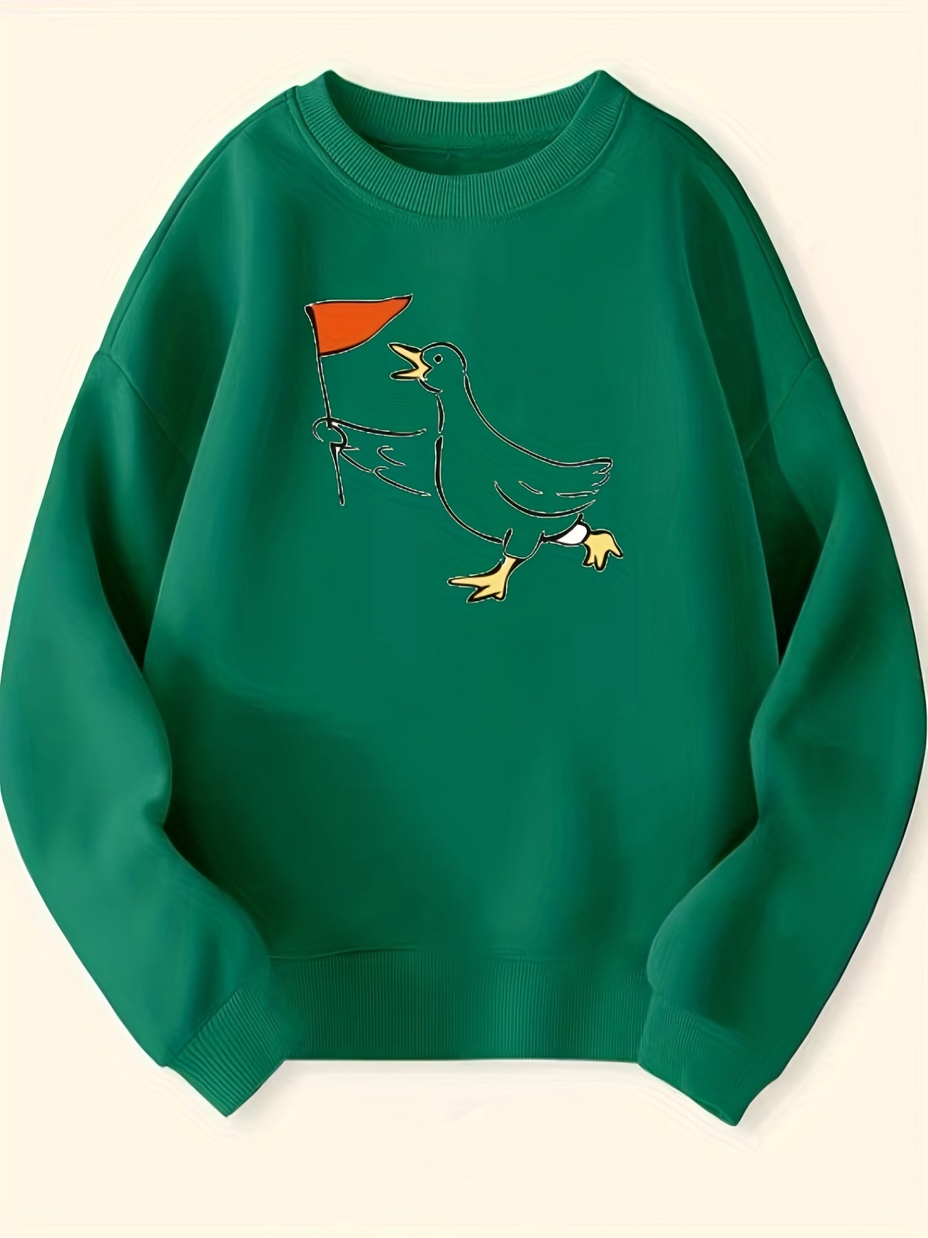 Smart Duck Leader Pattern Round Neck Sweatshirt For Girls