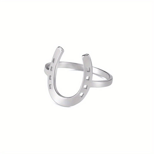 Lucky Horseshoes U Shape Rings Stainless Steel Jewelry Gift For Men And Women