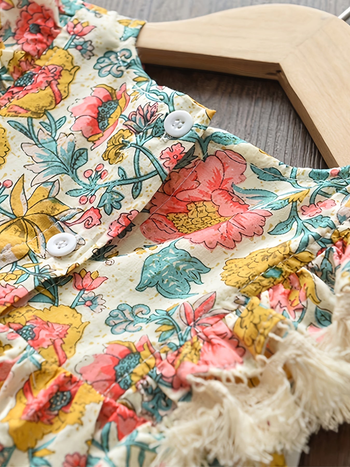Girls' Bohemian Sundress With Ditsy Floral Print Dresses For Holiday Vacation
