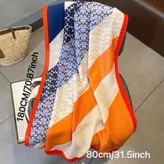 Geometric Print Large Scarf Block Shawl Women Windproof Cape Warm Head Wrap