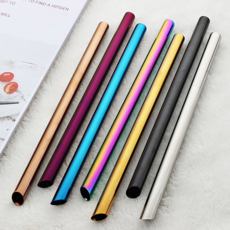 215mm Stainless Steel Bubble Tea Straw with Oblique Mouthpiece