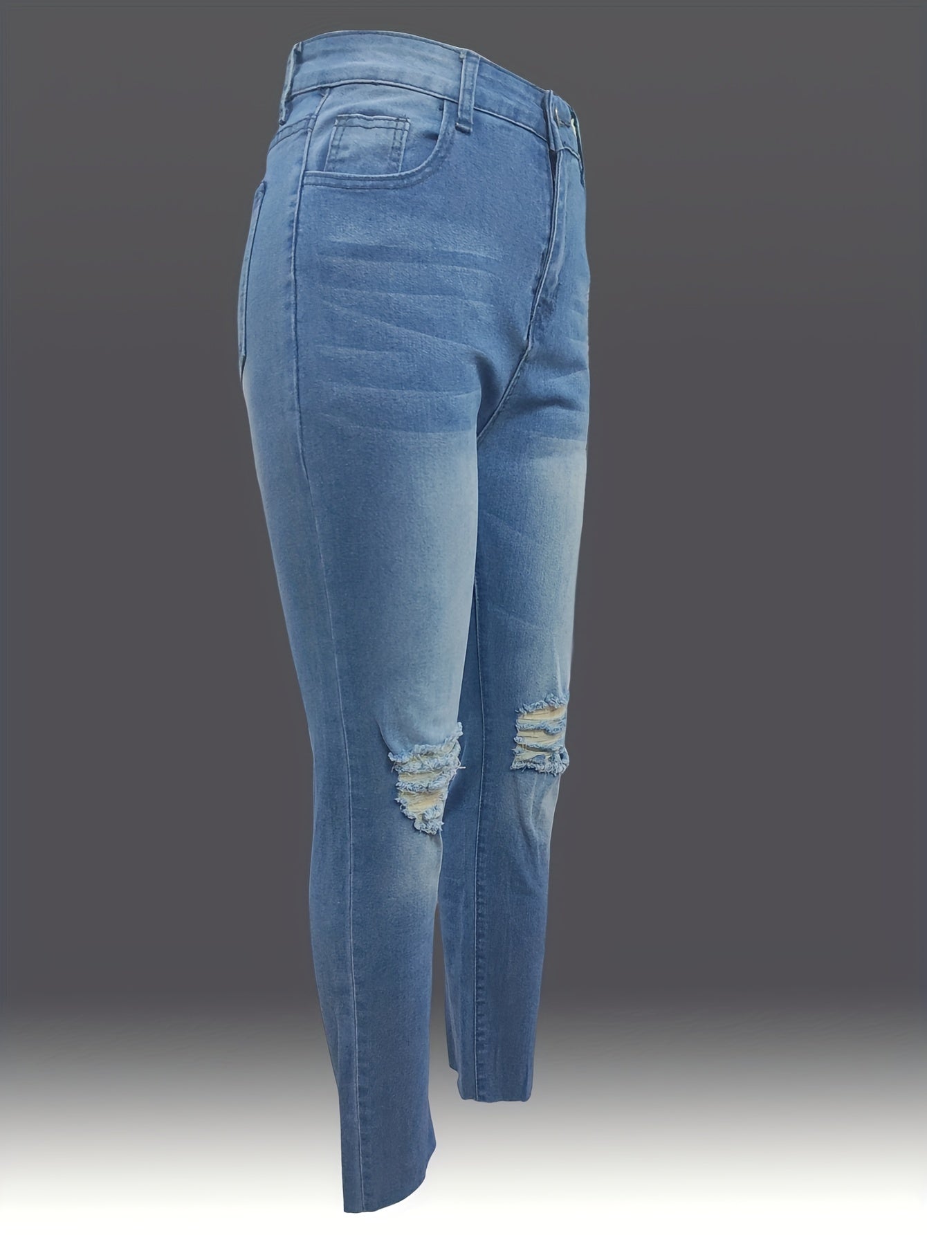Water Ripple Embossed Ripped Jeans