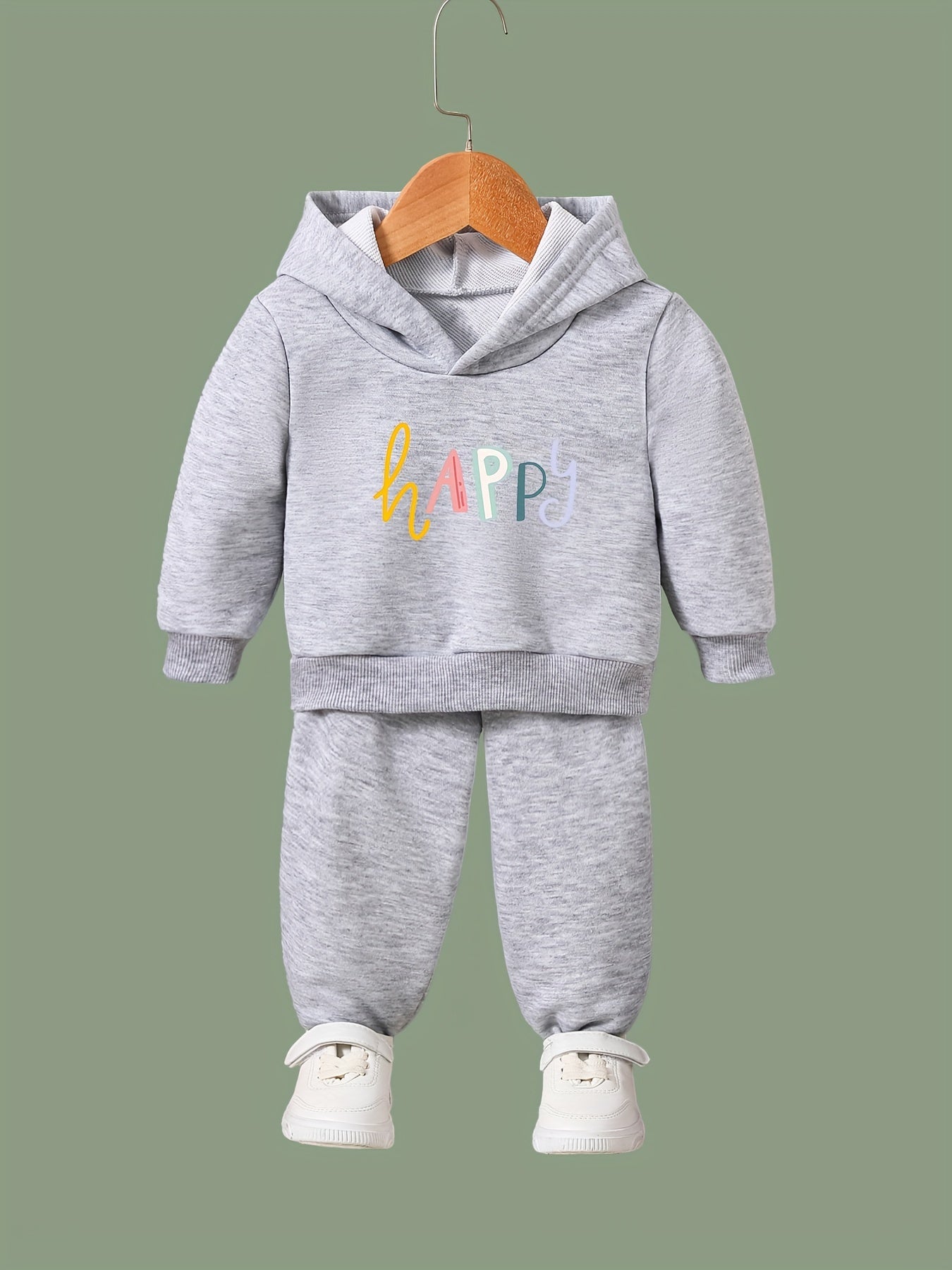 Girls 2pcs Cartoon Hooded Sweatshirt & Sweatpants Set