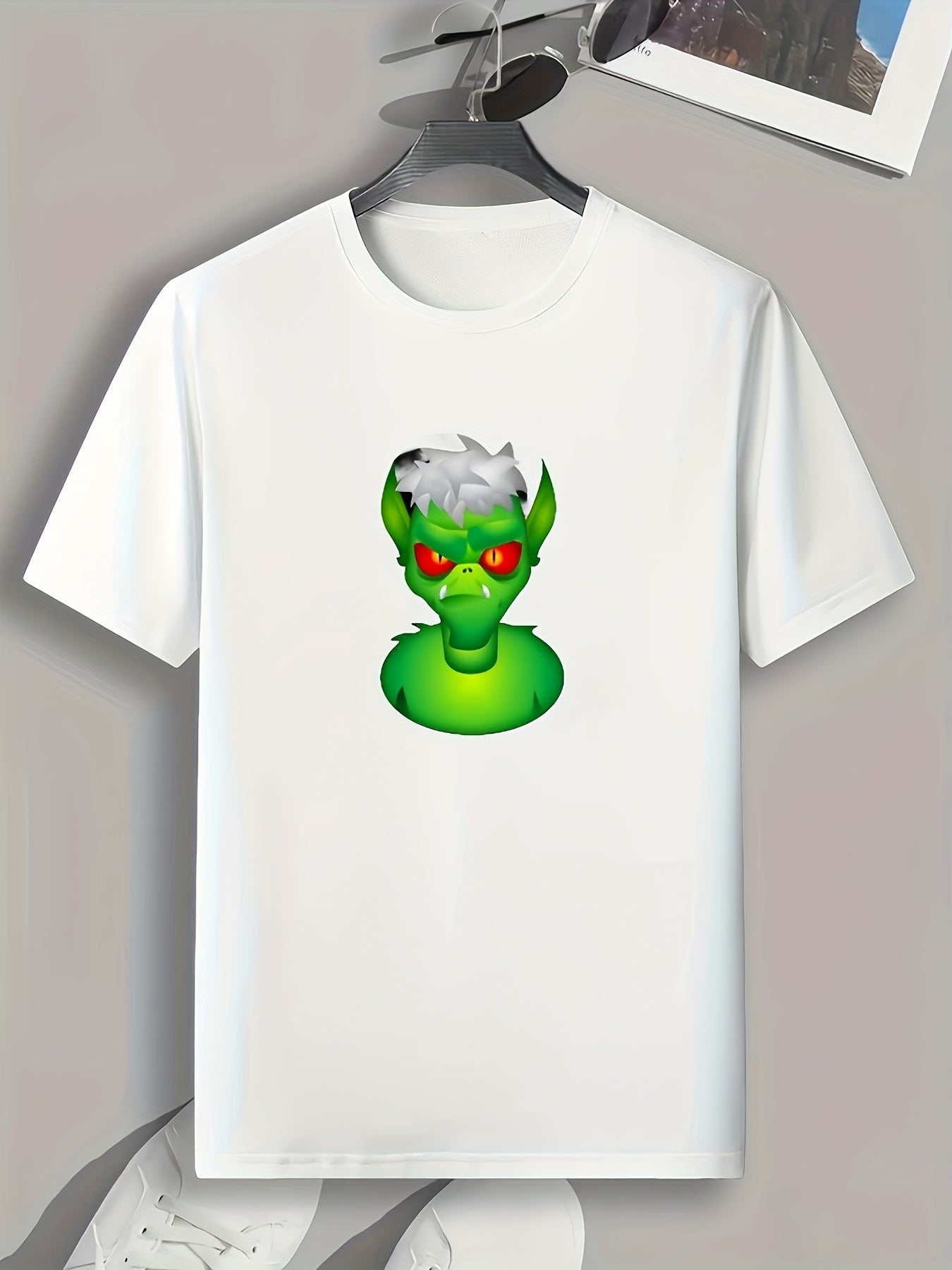 Green Monster Pattern Print Men's Comfy Sports T shirt