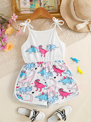 Toddler Girls Cartoon Bear Cami Rompers Jumpsuits for Beach Vacation