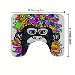 Cartoon Monkey Print Shower Curtain & Bathroom Rug Set