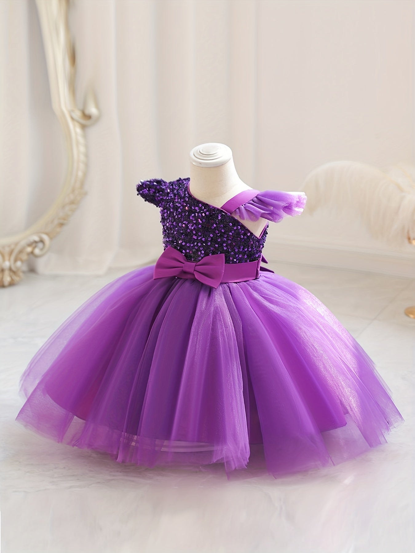 Girls Mesh Puffy Princess Dress - Birthday Gift & Performance Gown Dress
