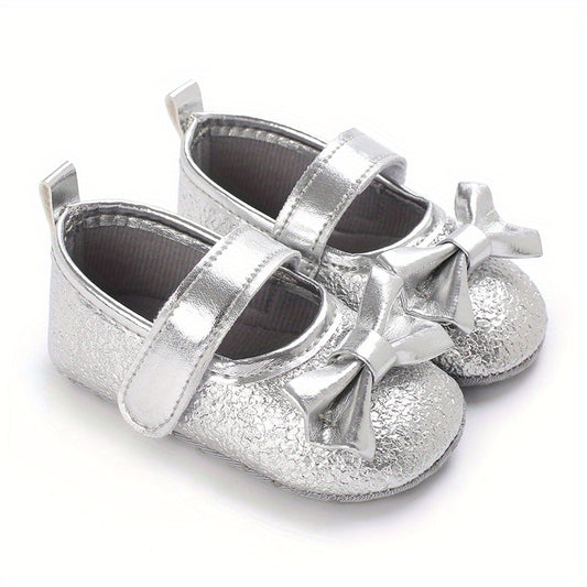 Baby Girls Bowknot Walking Shoes Non Slip Soft Flat Sole Shoes