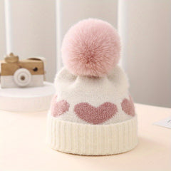 Winter Baby Hat Jacquard Love Knitted Hat Double Layer Thickened Beanie Hat