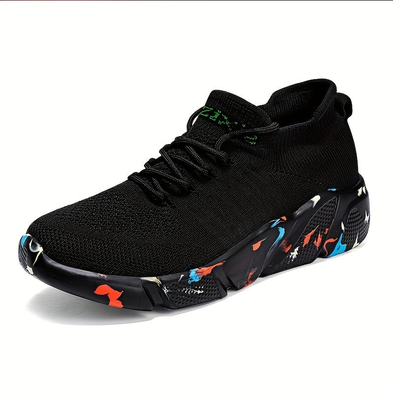 Women's Camo Knit Sneakers Low Top Lace Up Casual Shoes