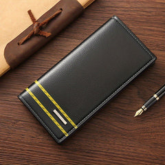 Men's Casual Litchi Embossed Long Wallet With Card Slots