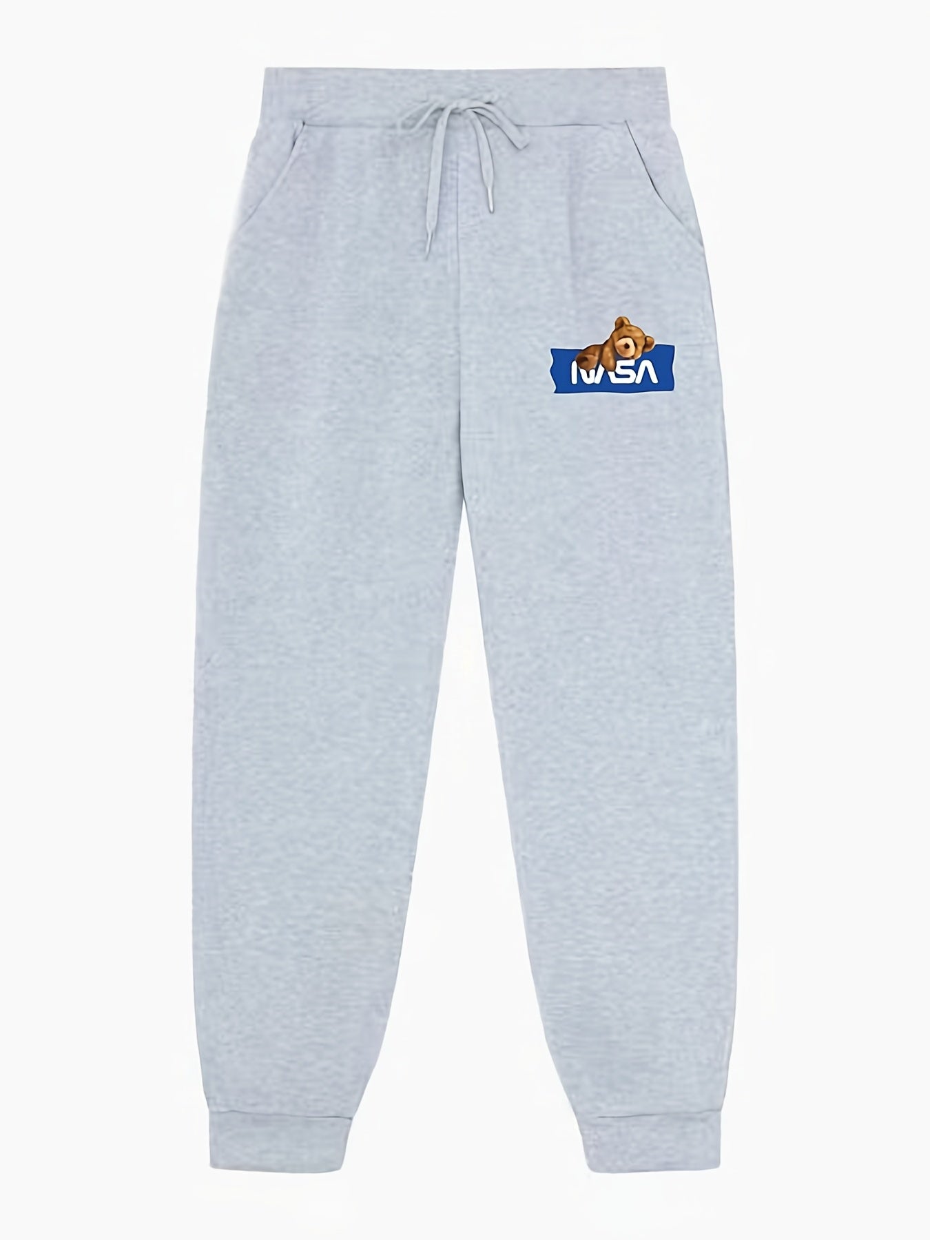 Bear Pattern Joggers Men's Casual Stretch Waist Sweatpants