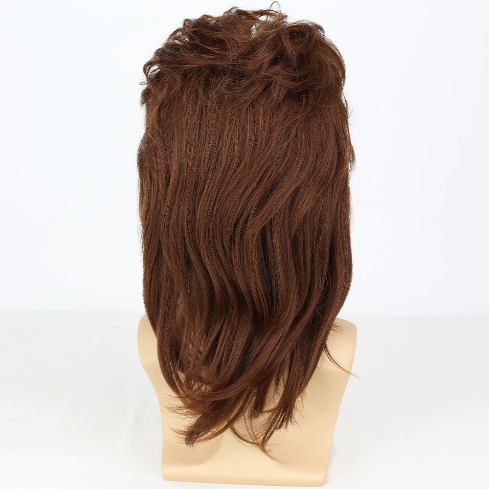 Men's Brown Curved Wig Rock Handsome Personality