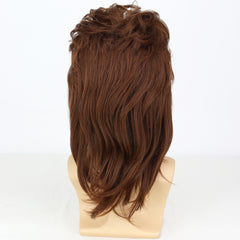 Men's Brown Curved Wig Rock Handsome Personality