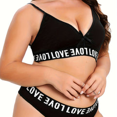 Sports Lingerie Set Women's Letter Print Bra & Panty Two Piece Set