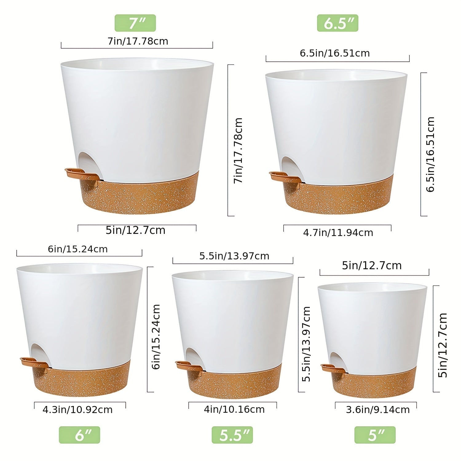 Self-Watering Plastic Flower Pots - Set of 1