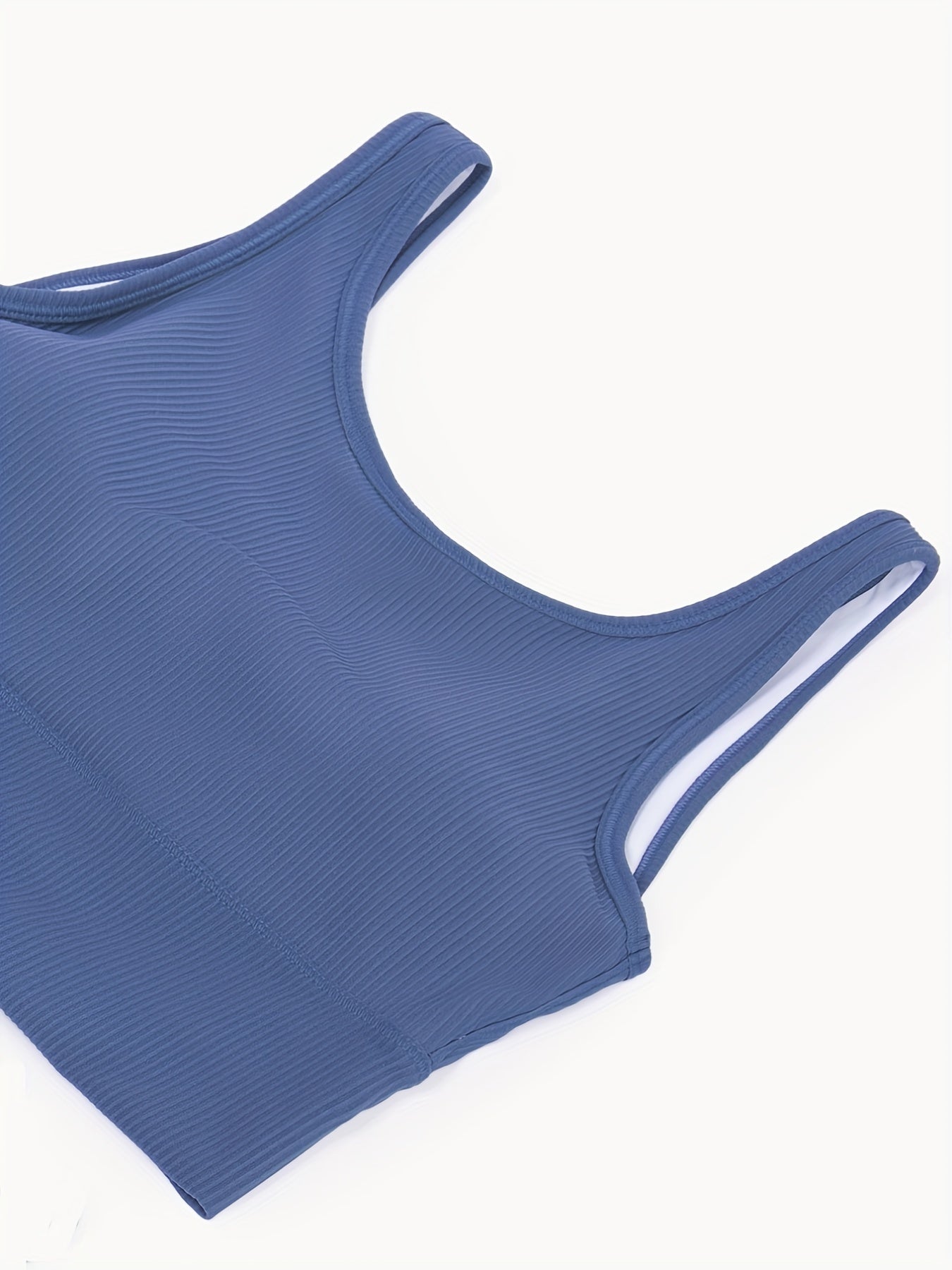 Ribbed Solid Yoga Sports Bra High Stretch Workout Bra Gym Activewear