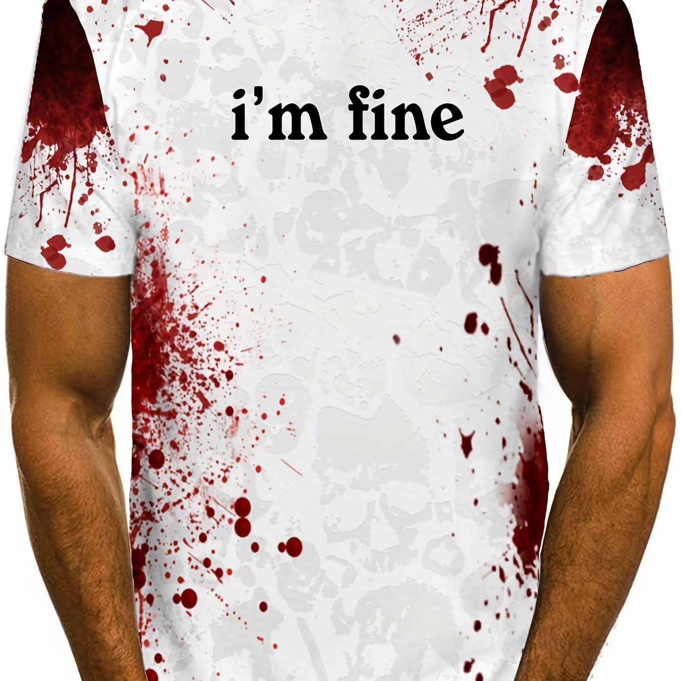 Men's I'm Fine Letter Print T shirt Casual Comfy Crew Neck Tee