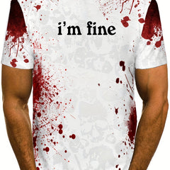 Men's I'm Fine Letter Print T shirt Casual Comfy Crew Neck Tee