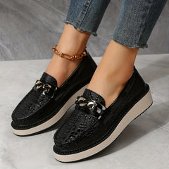 Women's Crocodile Loafers Low Top Slip On Shoes Casual Flats