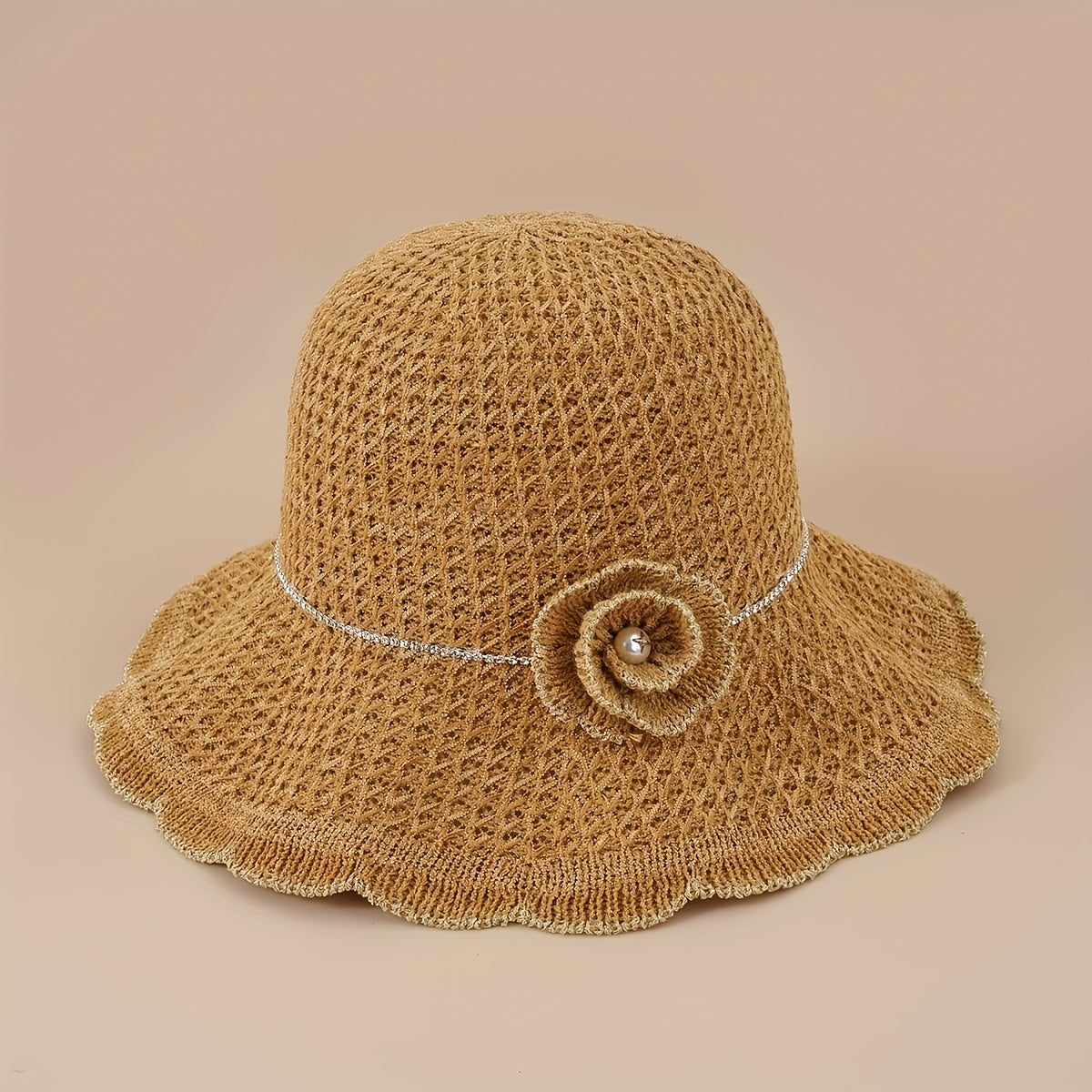Hollow Crochet Flower Bucket Hat Knitted Basin Hat Casual Breathable Sun