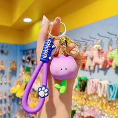 Cartoon Resin Tulip Keychain Doll Keyring Small Ornament For Car Bag