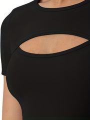 Hollow Out Skinny Short Sleeve Top Sports Yoga T Shirt