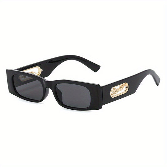 Leopard Rectangle Sunglasses Retro 90s Vintage UV400 Sun Shades