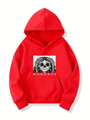 Monday Skull Pattern Smart Hoodie For Girls