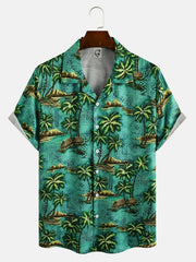 Men's Short Sleeve Hawaiian Shirts Beach Button Up Summer