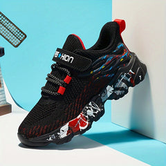 Boy's Woven Knit Breathable Sneakers Non Slip Soft Sole Shoes