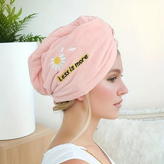 Daisy Embroidered Hair Drying Cap Coral Velvet Hair Towel