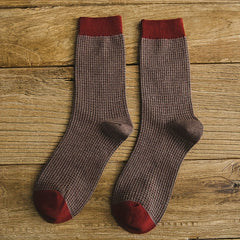 Men's Block Crew Socks Breathable Cotton Blend Casual Comfy Outdoor Wear