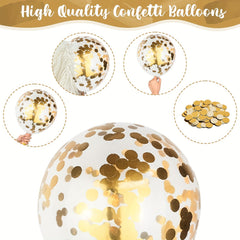 61pcs Golden Confetti Balloons Set with Ribbon for Wedding Birthday Baby Shower