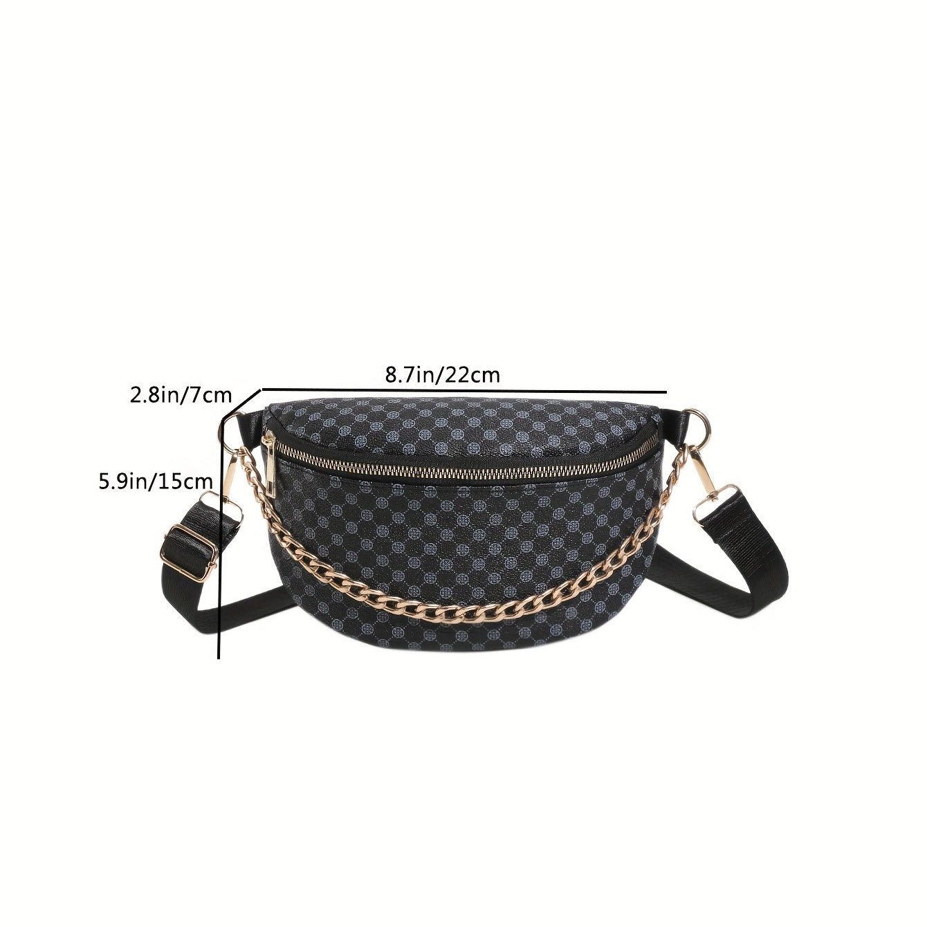 Geometric Print Crossbody Waist Bag Waterproof Synthetic Leather Handbag