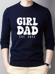 Girl & Dad Knitted Sweater Men's Warm Crew Neck Pullover