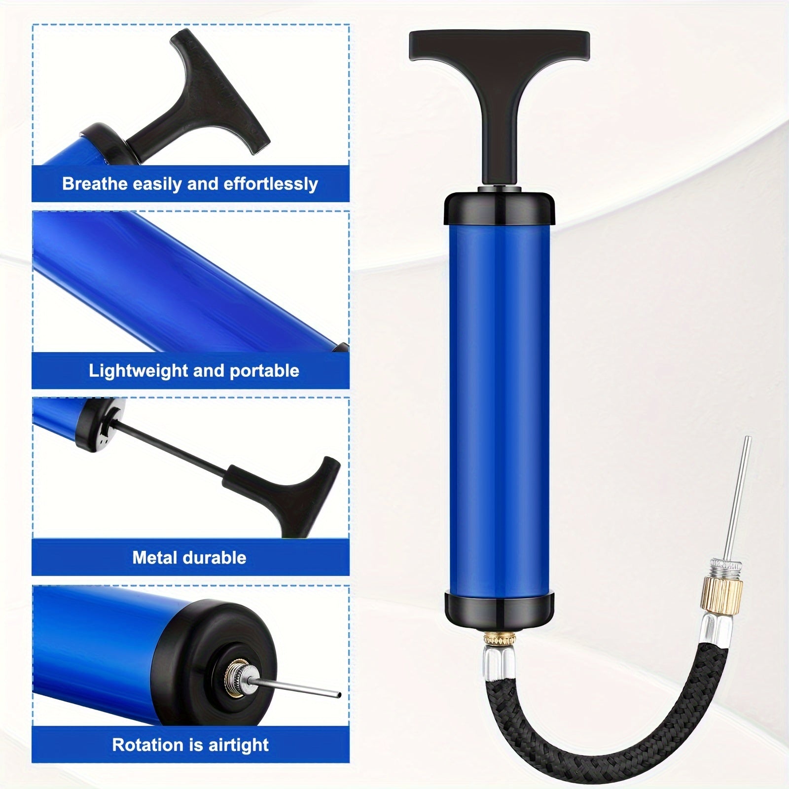 Portable Ball Pump with Needle & Nozzle Inflator for Football Basketball