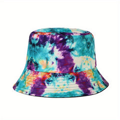 Boho Tie Dye Print Reversible Bucket Hat for Sun Protection