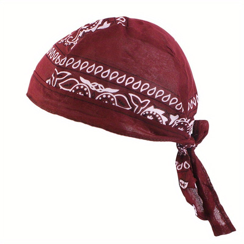 Paisley Print Turban Cap Ramadan Head Wrap Bandana Casual Lace Up Hijab Hat