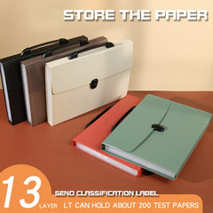 Expanding File Organizer with 13 Transparent Pockets Secure Buckle Labeling Tabs