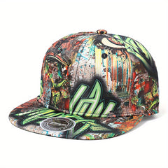 Graffiti Print Baseball Cap Men Women Snapback Hip Hop Flat Visor Hat