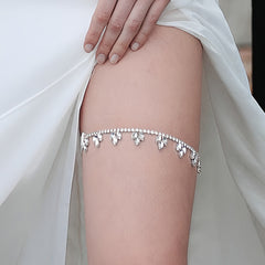 Bridal Garter Bling Thigh Chain Gemstone Cluster Leg Chain Stretchy Thigh Belt