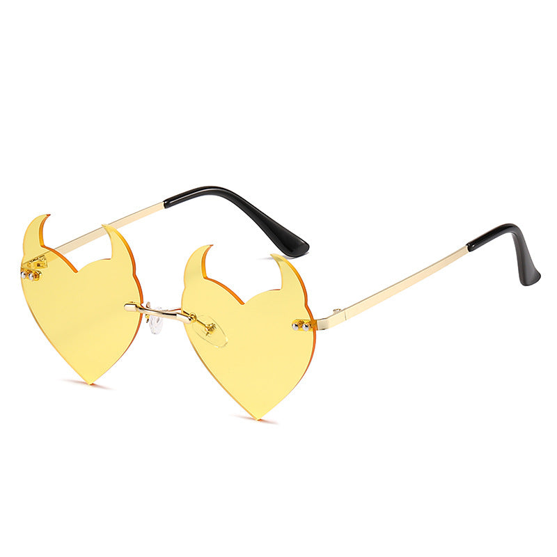Metal Rimless Sunscreen Sunglasses for Ladies