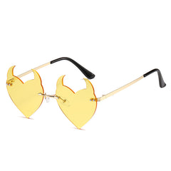 Metal Rimless Sunscreen Sunglasses for Ladies