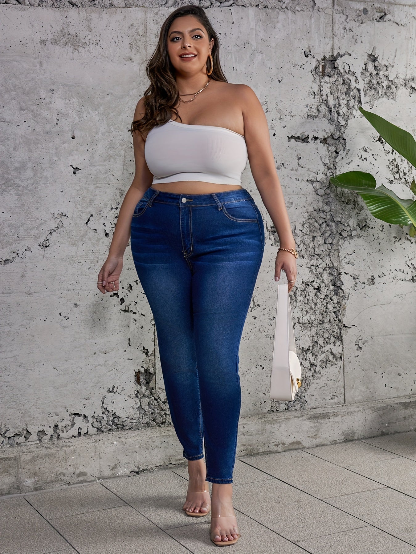 High Rise Skinny Jeans with Button Fly
