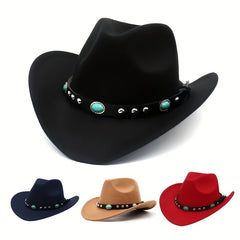Ethnic Rivet Rocking Edge Cowboy Hat For Men And Women
