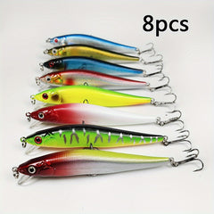8pcs Minnow Lure 10 10g Floating Crankbait Trout Bass Carp